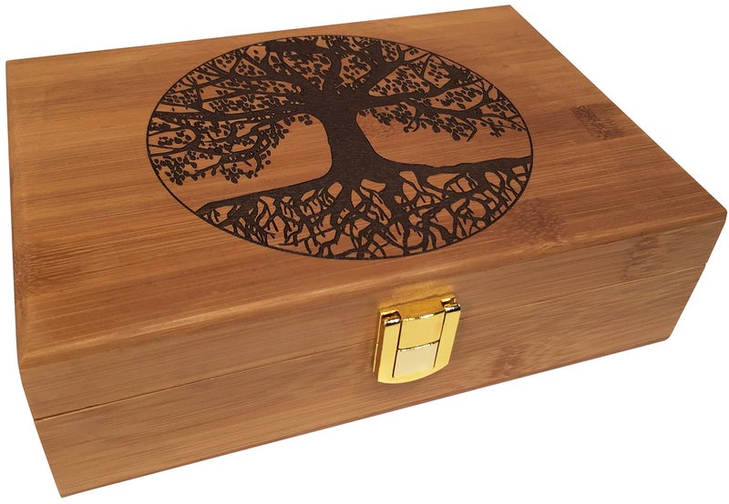 Blake & Lake Tree of Life Keepsake Box - Wooden Keepsake Box with Hinged Lid - Engraved Design - Decorative Wooden Boxes with Lids - Wood Gift Box (Tree of Life) - Image 4